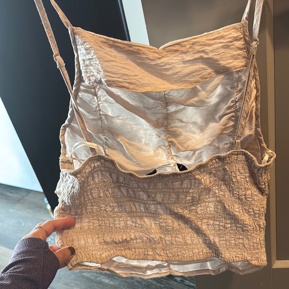 ZARA S Textured Beige Crop Top